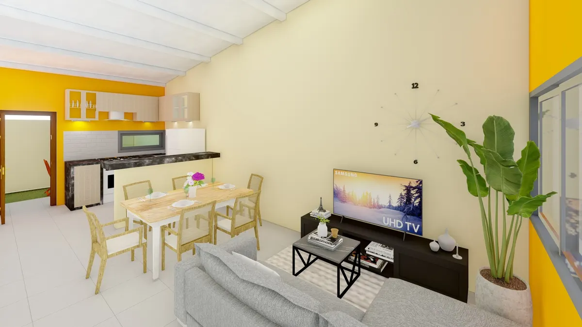 Sala y comedor · Casa con terreno en Capiatá (render)