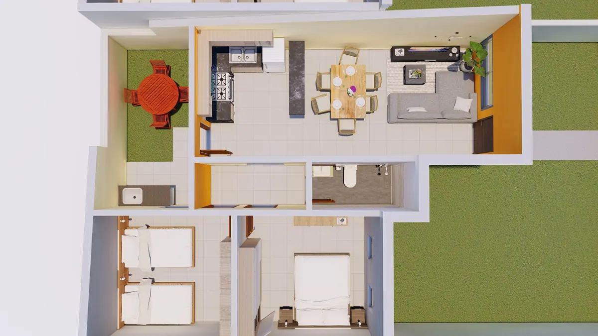 Planta · Casa con terreno en Capiatá (render)