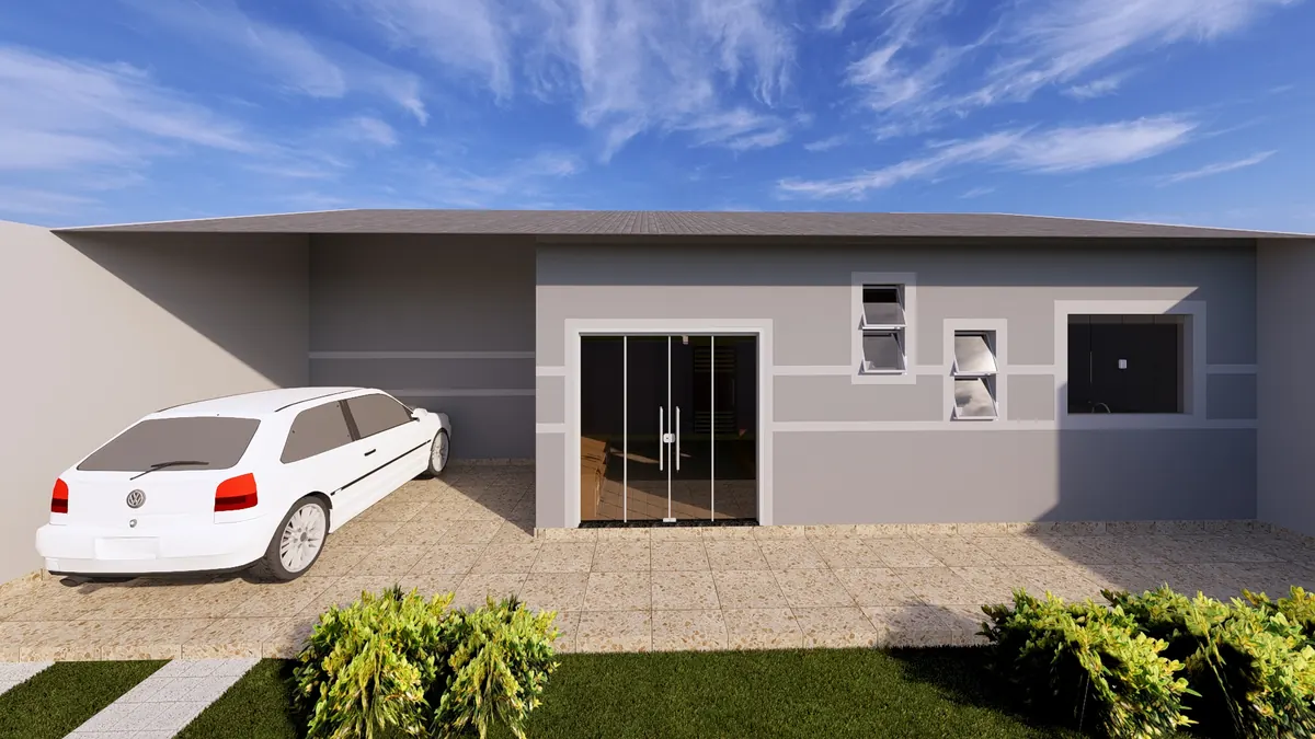 Fachada con cochera · Modelo 003 (render)
