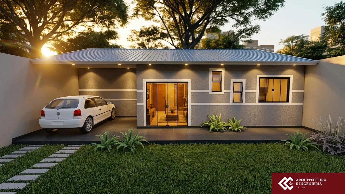 Fachada con cochera · Modelo 003 (render)