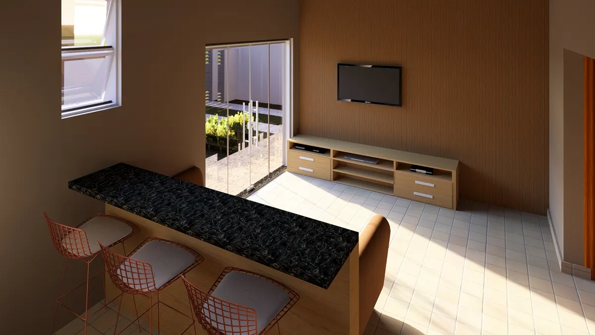 Cocina y sala · Modelo 003 (render)