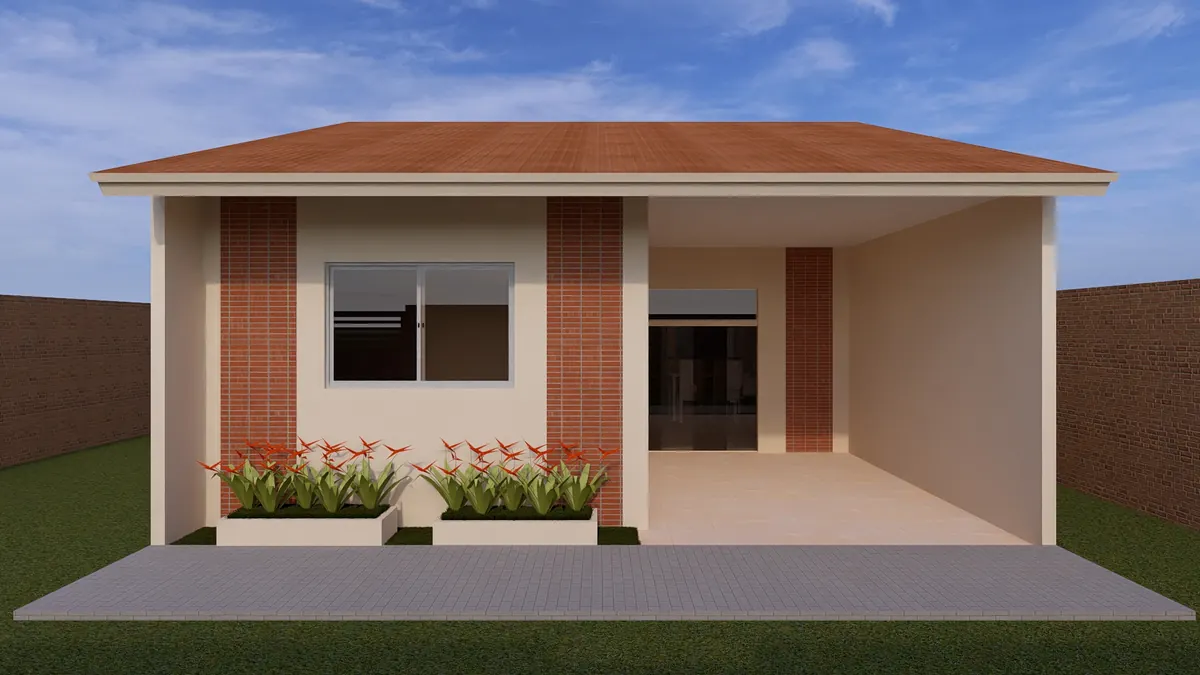 Fachada con galería · Modelo 004 (render)