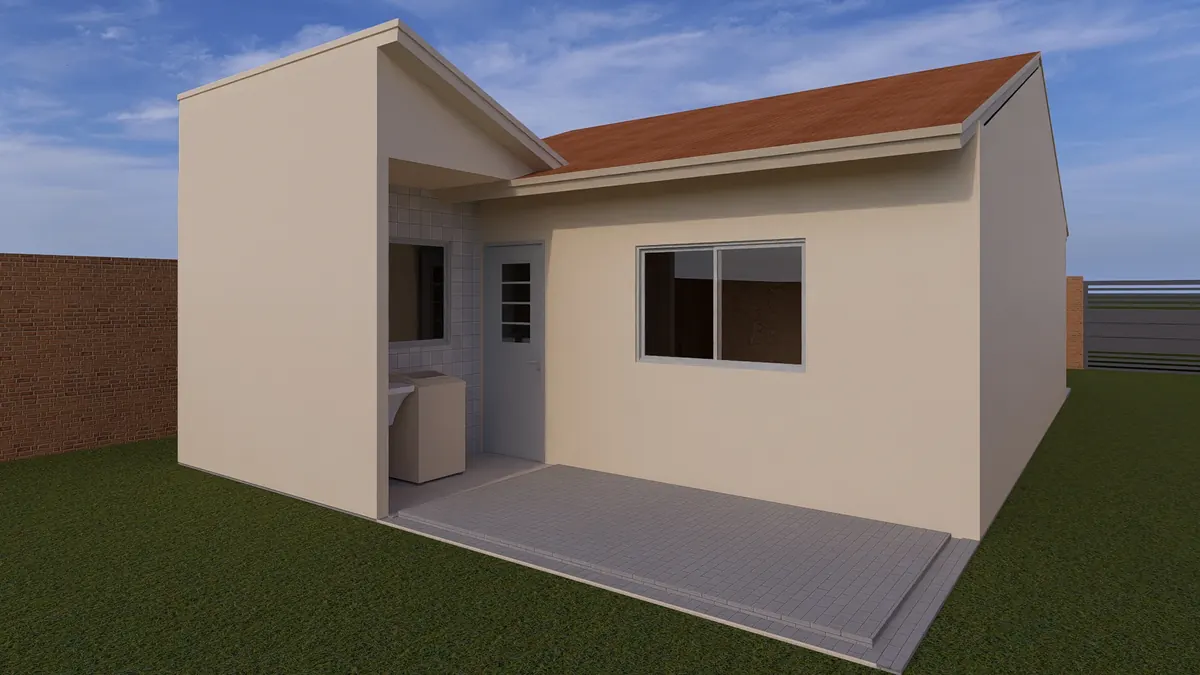 Contrafrente con lavadero · Modelo 004 (render)