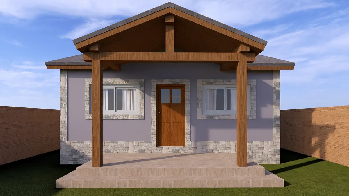 Fachada con galería · Modelo 008 (render)