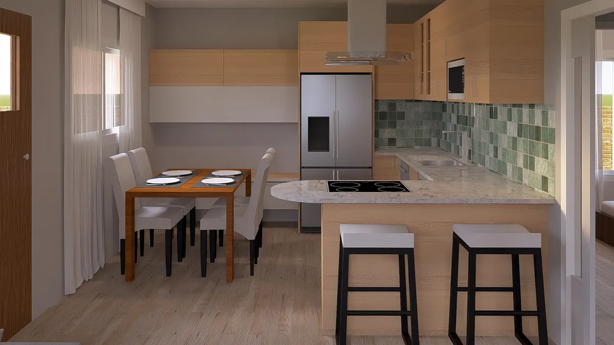 Cocina y comedor · Modelo 008 (render)